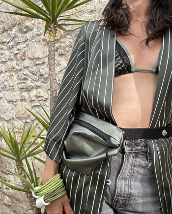 petrol green belt bag eco leather