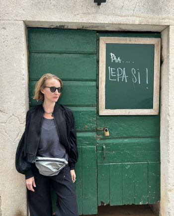 petrol silver belt bag eco leather